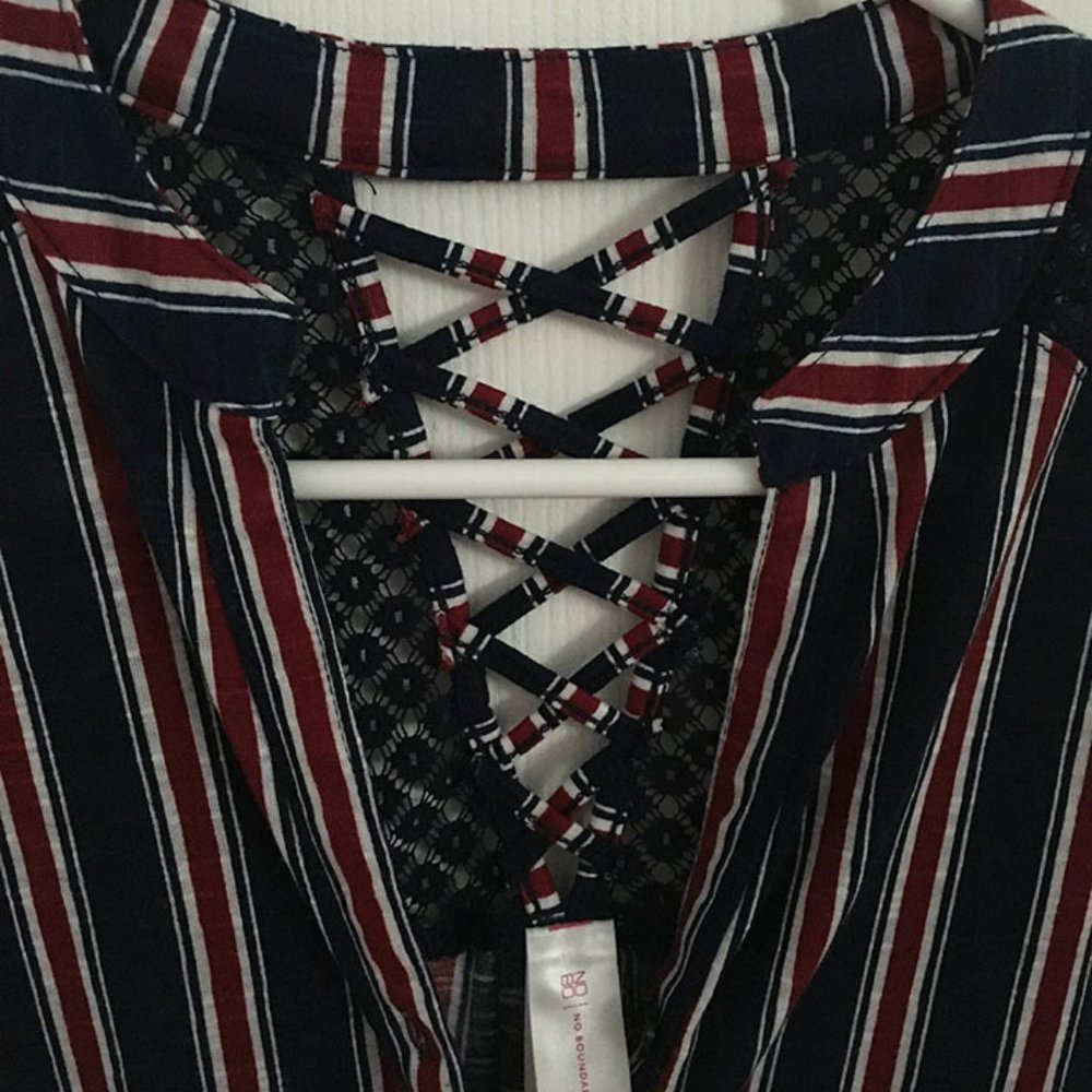 No Boundaries, Stripe Cross String Back Style Top - image 3